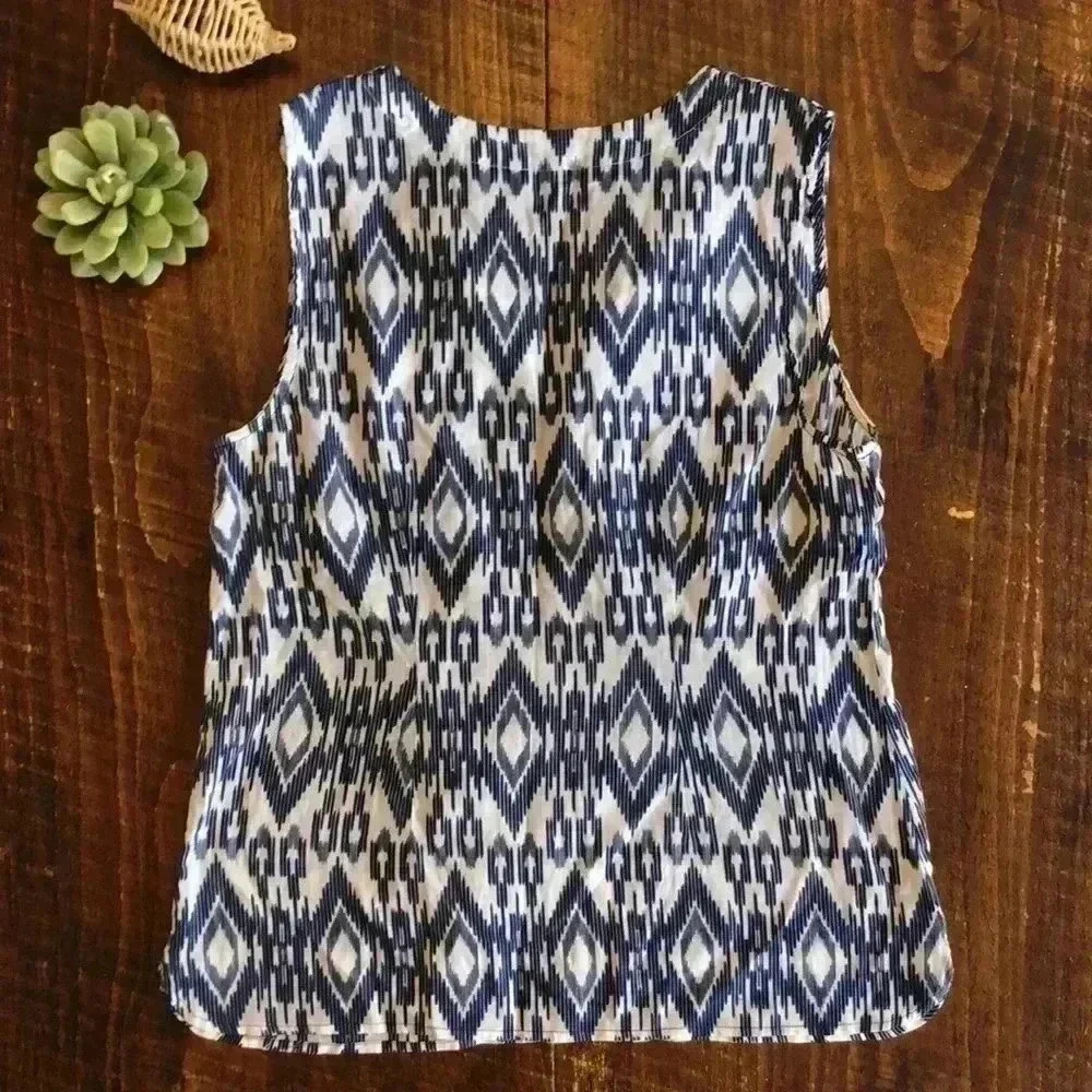 Tommy Bahama | Blue Avec Ikat Print Sleeveless Top - Picture 5 of 6